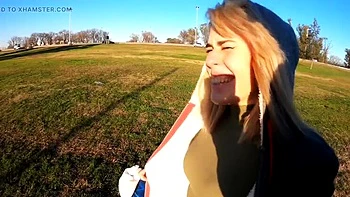 April BigAss Drinks Piss on Street in Real Outdoor Risk