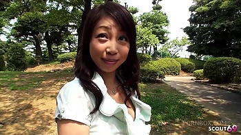 Small Japanese Teen talk to Public POV Blowjob and Swallow by Stranger in uncensored JAV Porn