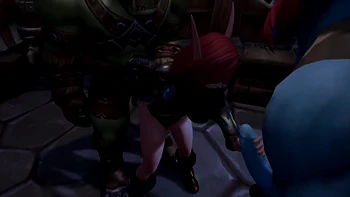 Elf double teamed by an Ork and a Troll