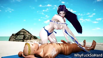 3D Super Sexy Big Boobs Slut Cheating with Big Cock on the Beach