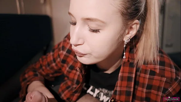 Girl Fellow Traveler Seduced Guy on the Train and Gave him Blowjob and Swallowed Sperm!