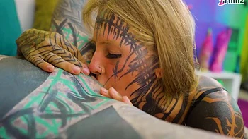 Split Tongue Lesbians Tattooed Toy Play Anal And Atm With Trinity Eclectic