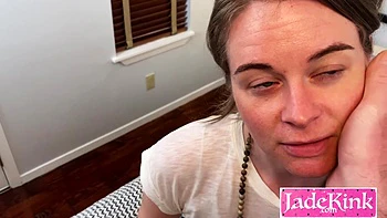 Deepthroat training innocent girlfriend with huge dildo