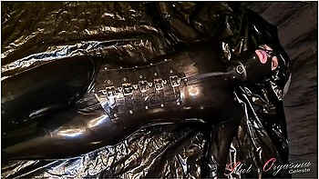 Sexy In Black Latex Catsuit