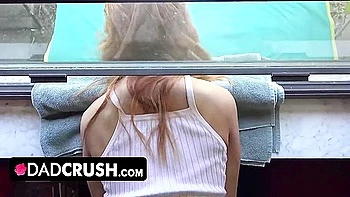 Sexy Brunette Chick Got Stuck In Window And Gets Some Push And Spank From Behind