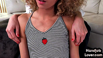 Two petite sluts tease big dick lover