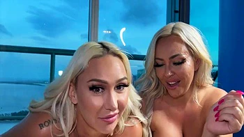 Two sexy blonde PAWGs getting homemade interracially fucked in a penth..: Porn