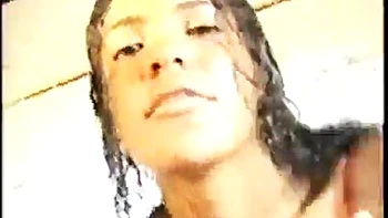 Beautiful and hot brunette with a big tail moaning and cumming, giving her pussy and very tasty spit: Porn