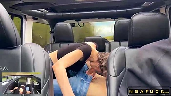 Husband Drives Car While Wife Fucks And Gets Creampie By Friend In Back Seat Sloppy Seconds