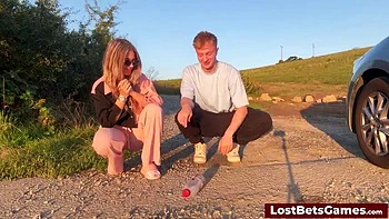 Amateur Teen POV: Lost Bet Bottle Flip Game Leads to Hot Blowjob & Handjob Action