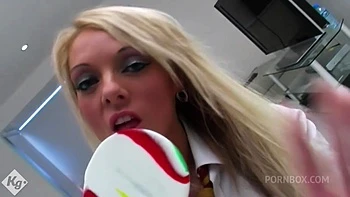 A Spitroast Lesson For The Platinum Blonde Beauty