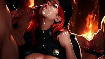 Spicy Toons Hentai: Sexy Police Officer Fucks Protesters with Big Natural Tits in Public