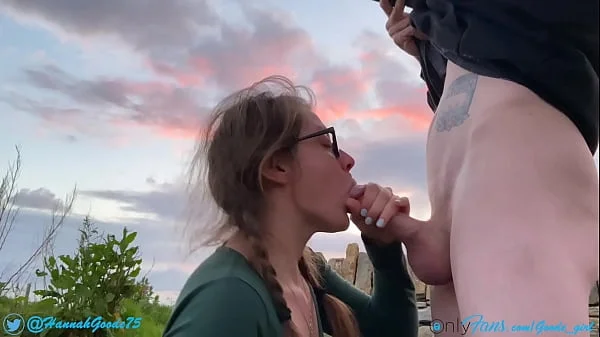 cute teen fucked while the sun sets in a public park - Hannah Goode