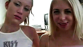 Teen babes give a double blowjob in POV close up sex scene