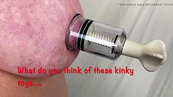 Mature British Granny Plays with Kinky Tit Toys and Big Natural Tits