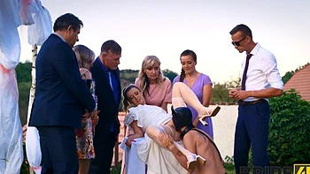 Andrea and her husband fucked outdoors in sexy lingerie and stockings