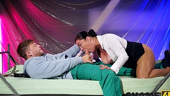 Michael Fly and Christina Santes try reverse cowgirl and doggy style sex