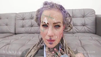 Freaky Tatooed Whore Double Anal Gangbang Rough Porn