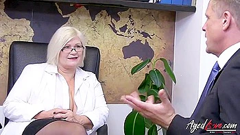 Boss Confronts His Mature Employee Lacey Because He Found Sexy Photos Of Her On The Computer