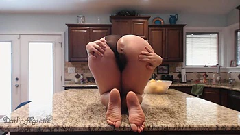 Hairy Pussy Queefing And Farting On The Kitchen Counter - Darling Rosette