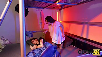 CUCK4K. My pussy got wet in the hostel... What happened after?