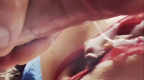 Extremily close-up pussyfucking. Macro Creampie