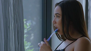 Busty milf Sofi Ryan shares a bed with two guys in an intense ffm scene.