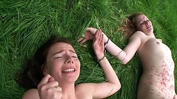 Humiliated outside wax play whipping