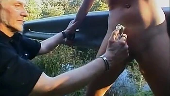 Blonde Slave Tied Up In A Street And Humiliated With A Dildo