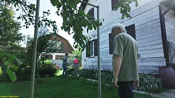 Old Man Surprises Couple Having Anal Sex