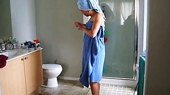 Chinese asian wife showering