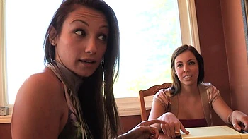 Hot Lesbian Brunettes Kissing & Licking