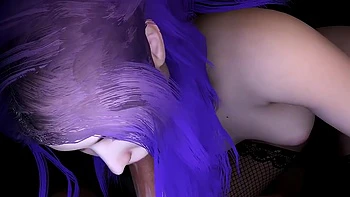 Two girls with brightly colored hair double blowjob : 3D Porn