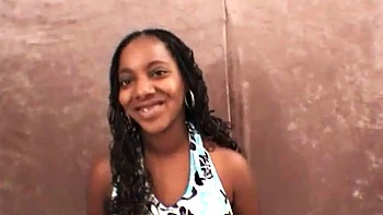 Ebony slut sucks and jerks off cock in POV