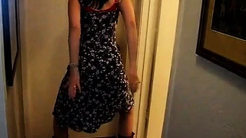 Beautiful Big-Breasted Girl Strips at Home