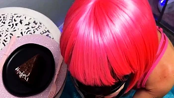 Masked Tgirl Gives Sloppy Deepthroat Blowjob