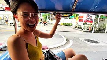 Skinny Thai girl with glasses loves sex