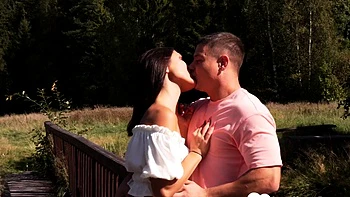 Gf deepthroats my dick on the bridge