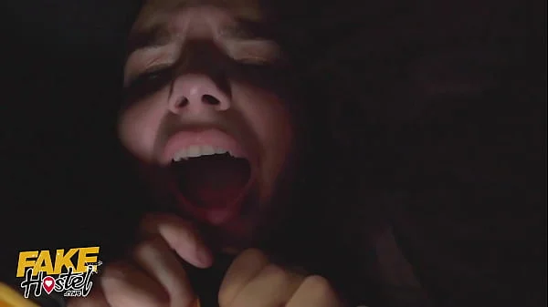 Fake Hostel - Big tits thicc brunette gets her big ass stuck in a camping blanket before ending up in Xmas threesome with another sexy thick curvy babe with wet pussy craving a big cock