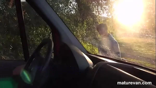 His first Mature Pussy in a Van