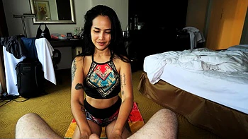 Big booty Thai MILF wife POV blowjob