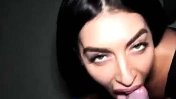 Cross-Eyed Brunette's Deepthroat Blowjob