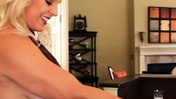 Busty blond with a perfect body takes on two big cocks