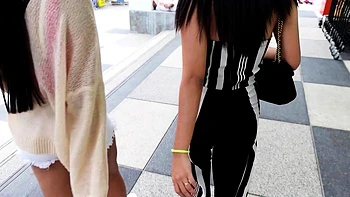 Thai teen GFs bisexual cock sharing in HOT amateur threesome