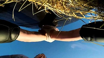 Ffezine girl caught the hay field