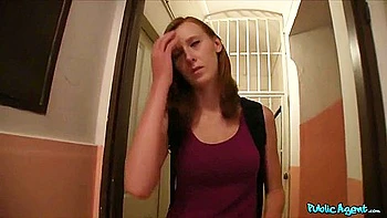 Fake College Inspector Gets Busty Redhead To Pay With Blowjob - Reality