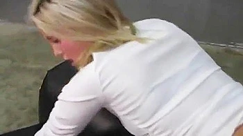 Sexy Spring Thomas Enjoys Black Bull While Cuckolds Locked In A Cage