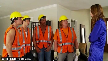 WhiteGhetto Horny Housewife Gangbanged by Construction Workers