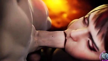 Foxy 3D Superwoman bounces up and down on a cock