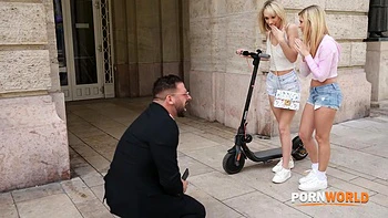 Blonde BFFs Candee Licious And Sky Pierce Take Back Stranger For Threesome Fun GP2728